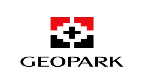 Geopark logo featuring a red and black geometric cross symbol above the word GEOPARK in black text